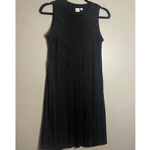 Gap Small Dress Black Lined Ribbed Sleeveless Panel Texture Above Knee Office